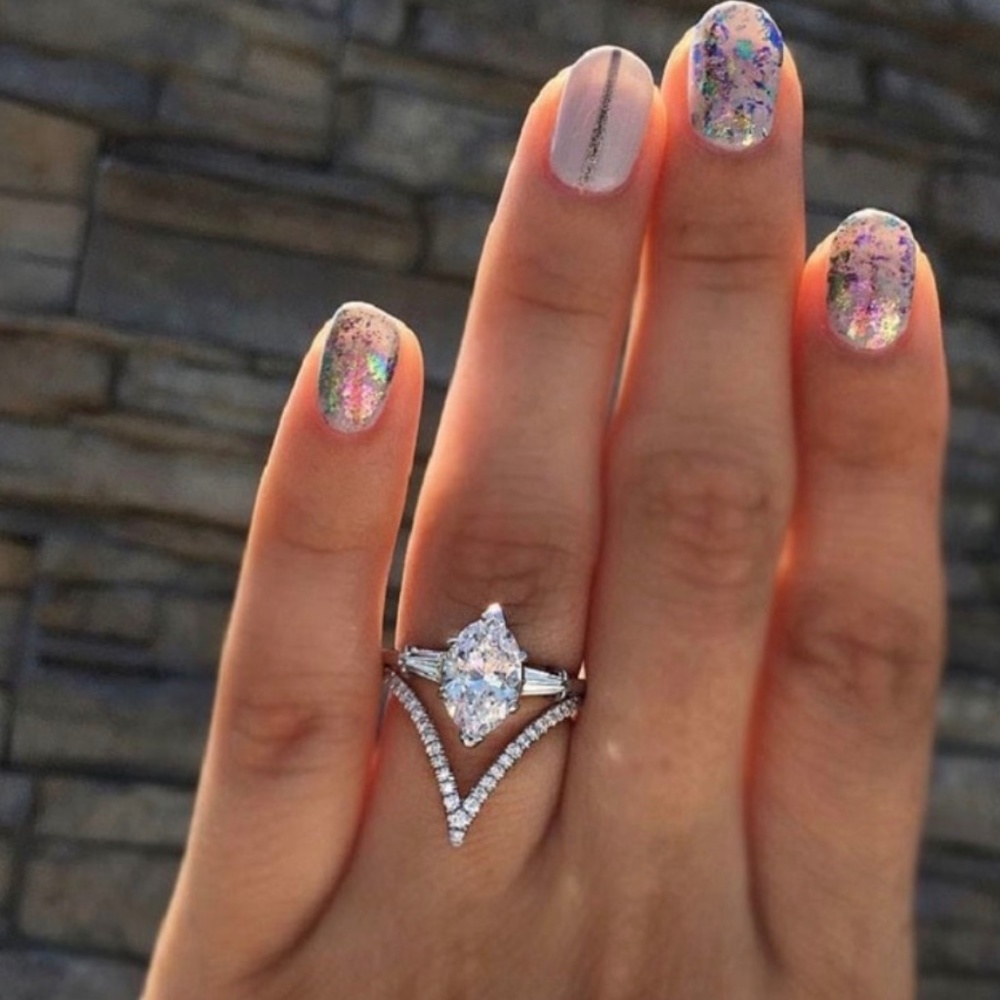 Amazing silver marquis ring engagement cocktail - Picture 1 of 5
